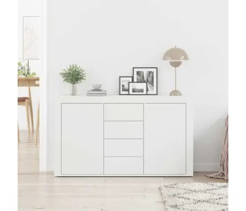 Puse Ar Atvilktni Balts 120 X 36 X 69 Cm Inženierijas Koks Vidaxl