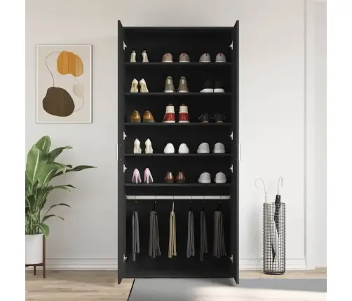 Apavu Skapis Melns 80X39X180 Cm Inženierijas Koks Vidaxl