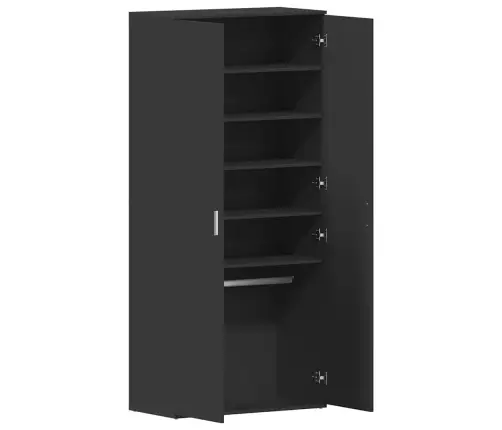 Apavu Skapis Melns 80X39X180 Cm Inženierijas Koks Vidaxl