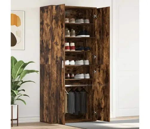 Apavu Skapis Dūmota Ozola 80X39X180 Cm Inženierijas Koks Vidaxl