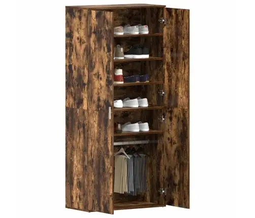 Apavu Skapis Dūmota Ozola 80X39X180 Cm Inženierijas Koks Vidaxl