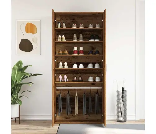 Apavu Skapis Vecais Koks 80X39X180 Cm Inženierijas Koks Vidaxl