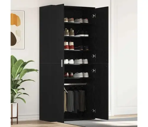 Apavu Skapītis Melna Ozolkoka 80X39X180 Cm Mākslīgā Koka Vidaxl