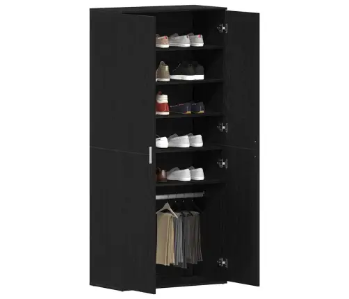 Apavu Skapītis Melna Ozolkoka 80X39X180 Cm Mākslīgā Koka Vidaxl