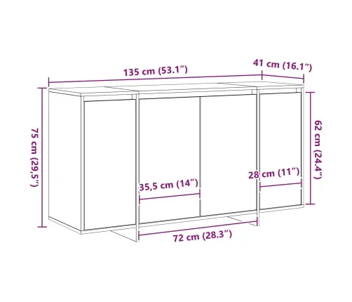 Kõide Sonoma Tamm 135 X 41 X 75 Cm Tehispuit