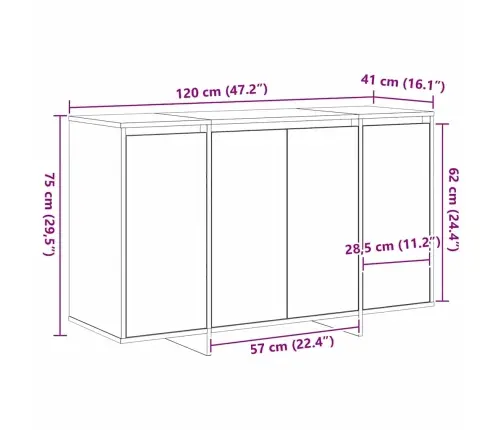 Melnas Ozola Bufete Melna Ozola Koks 120 X 41 X 75 Cm Vidaxl