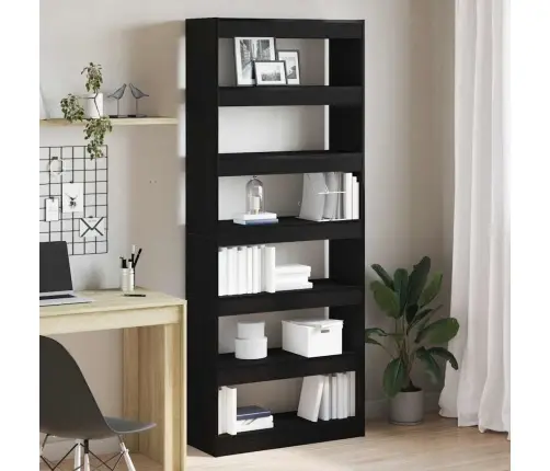 Melns Grāmatu Skapītis / Telpas Dalītājs 80X30X198 Cm Vidaxl