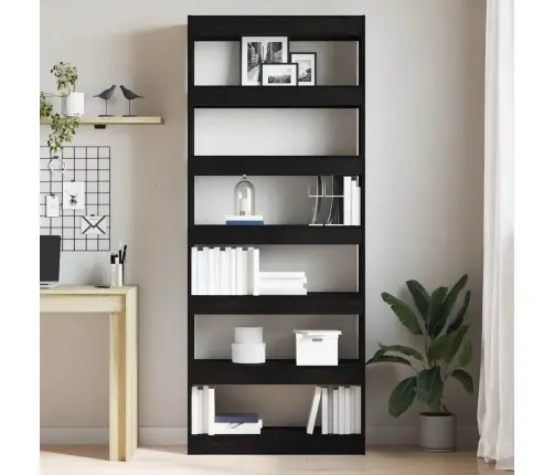 Melns Grāmatu Skapītis / Telpas Dalītājs 80X30X198 Cm Vidaxl