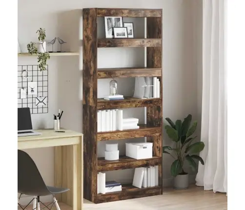 Grāmatu Skapis / Telpu Dalītājs Dūmojošais Ozols 80X30X198 Cm Vidaxl