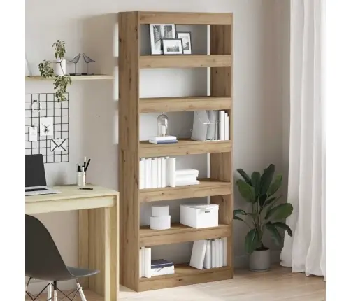 Knygų Lentyna Artisano Ąžuolo 80 X 30 X 198 Cm Apdirbta Mediena