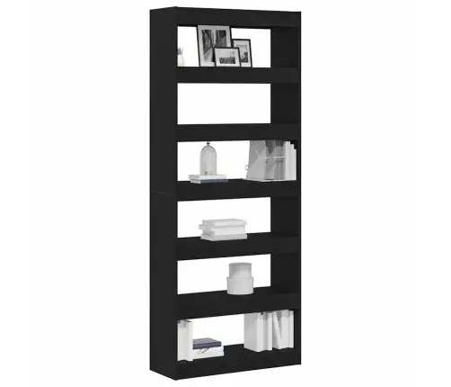 Grāmatu Plaukts / Telpu Dalītājs Melnā Ozolkoka 80X30X198 Cm Vidaxl