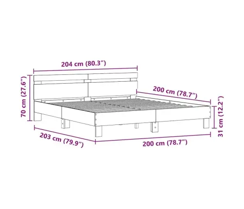Koka Gultas Rāmjis Artizāls Ozols Cieta Ozola Koks 200 X 200 Cm Vidaxl