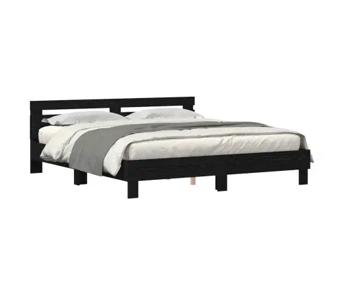 Koka Gultas Rāmis Melns Ozols Ciets Koks 200 X 200 Cm Izturīgs Vidaxl