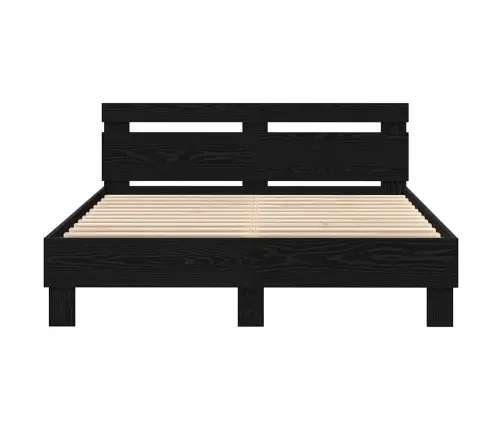 Melna Ozola Gultas Rāmis Melns Ozols Cietais Ozols 150 X 200 Cm Vidaxl