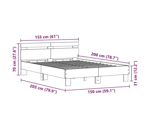 Melna Ozola Gultas Rāmis Melns Ozols Cietais Ozols 150 X 200 Cm Vidaxl