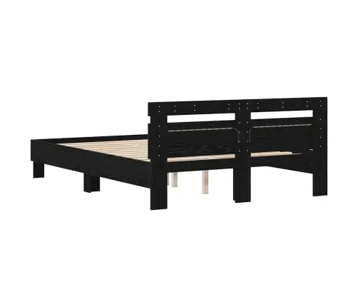 Voodi Raam Peaga Must Tamm 140 X 190 Cm Tehispuit