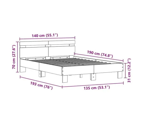 Inženierijas Koka Gultas Rāmis Vecs Koks Koks 135 X 190 Cm Vidaxl
