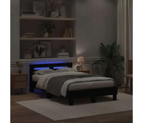 Voodi Raam Peaga Must Tamm 135 X 190 Cm Tehispuit