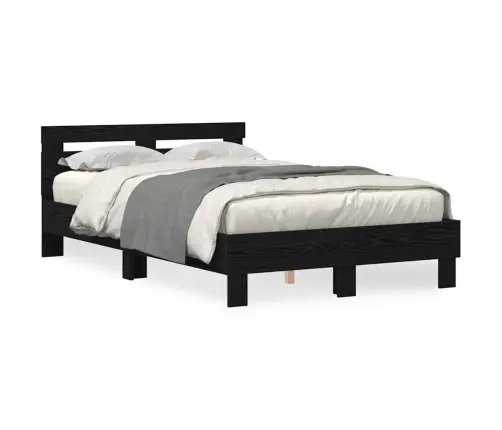 Voodi Raam Peaga Must Tamm 135 X 190 Cm Tehispuit