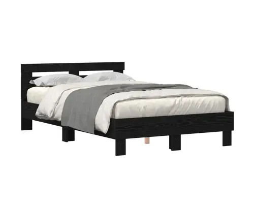 Voodi Raam Peaga Must Tamm 135 X 190 Cm Tehispuit