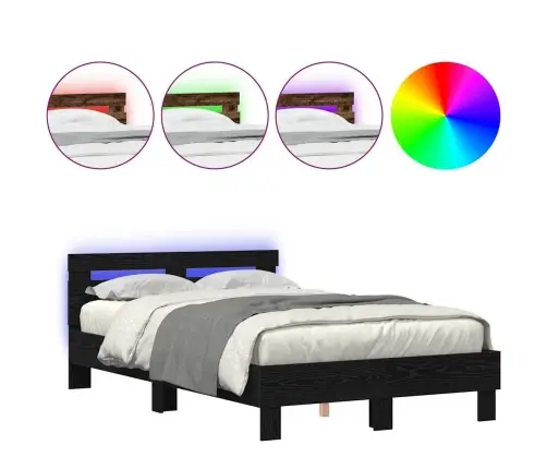 Voodi Raam Peaga Must Tamm 135 X 190 Cm Tehispuit