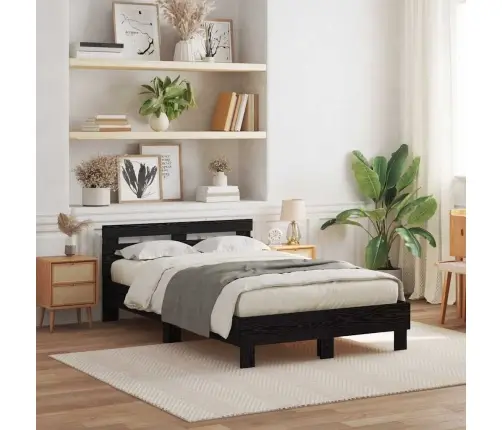 Voodi Raam Peaga Must Tamm 120 X 190 Cm Tehispuit