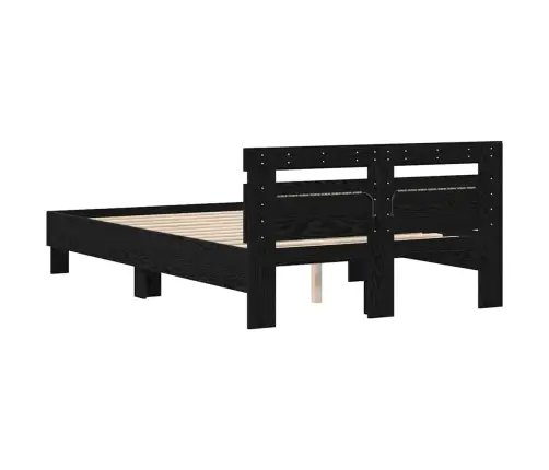 Voodi Raam Peaga Must Tamm 120 X 190 Cm Tehispuit