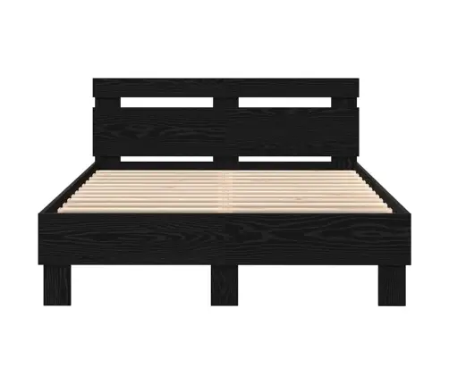 Voodi Raam Peaga Must Tamm 120 X 190 Cm Tehispuit