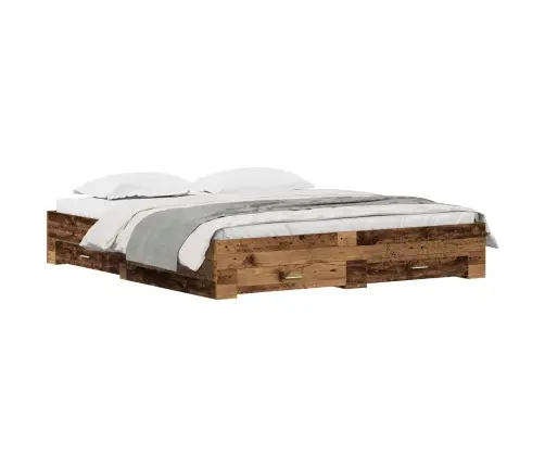 Gultas Rāmis Ar Atvilktnēm Vecs Koks 180X200 Cm Inženierētu Koksni Vidaxl