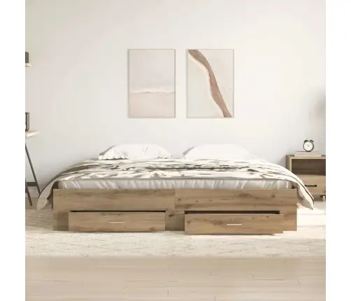 Gultas Rāmis Ar Atvilktnēm Artisan Oak 180X200 Cm Inženierijas Koks Vidaxl