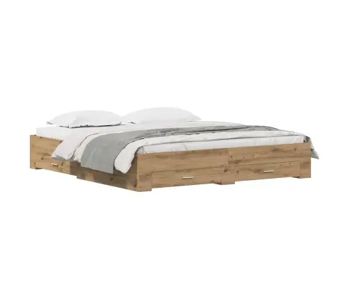 Gultas Rāmis Ar Atvilktnēm Artisan Oak 180X200 Cm Inženierijas Koks Vidaxl