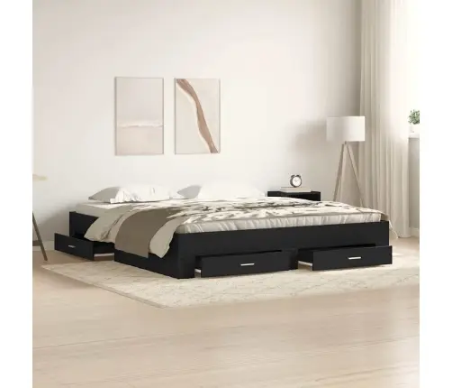 Lovos Rėmas Juodas Ąžuolas 180 X 200 Cm Apdirbta Mediena