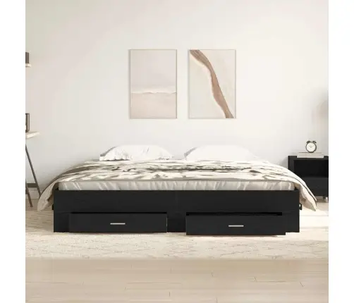 Lovos Rėmas Juodas Ąžuolas 180 X 200 Cm Apdirbta Mediena