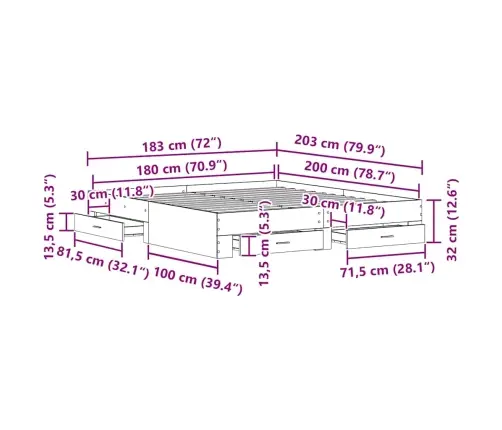 Lovos Rėmas Juodas Ąžuolas 180 X 200 Cm Apdirbta Mediena
