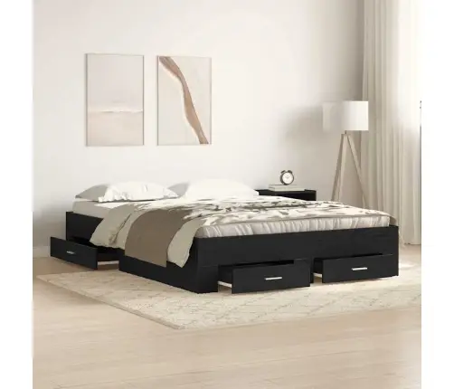 Lovos Rėmas Juodas Ąžuolas 160 X 200 Cm Apdirbta Mediena