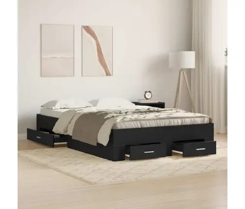 Voodi Raam Sahtliga Must Tamm 120 X 200 Cm Tehispuit