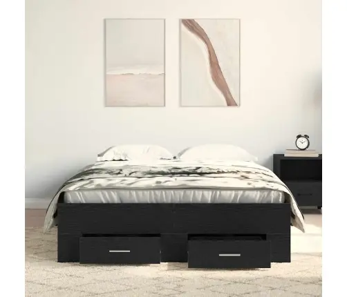 Voodi Raam Sahtliga Must Tamm 120 X 200 Cm Tehispuit