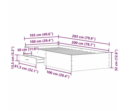 Lovos Rėmas Juodas Ąžuolas 100 X 200 Cm Apdirbta Mediena