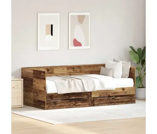 Dienos Lova Senovinis Medis 100 X 200 Cm Apdirbta Mediena