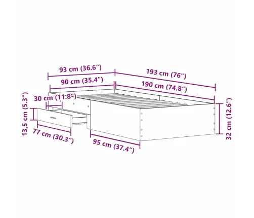 Lovos Rėmas Senovinis Medis 90 X 190 Cm Apdirbta Mediena