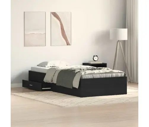 Gultas Rāmja Melns Ozols 90X190 Cm Inženierijas Koks Vidaxl