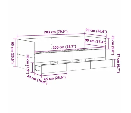 Dienas Gulta Amatnieka Ozols Inženierijas Koks 90 X 200 Cm Vidaxl