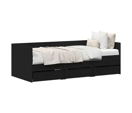 Dīvāns Melnais Ozoks Inženierijas Koks 90 X 200 Cm Izturīgs Vidaxl