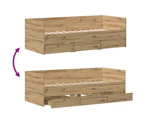 Dienos Lova Amatininkų Ąžuolas 90 X 190 Cm Apdirbta Mediena