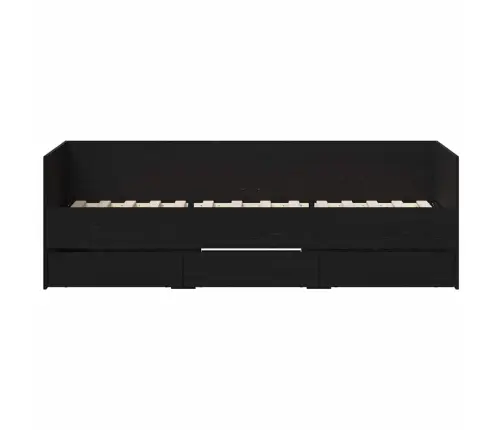 Dieninės Lovos Konstrukcija Su Stalčiais Juoda Ąžuolo