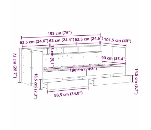 Dīvāngulta Ar Melna Ozola Atvilktnēm Melna Ozola Inženierijas Koks Vidaxl