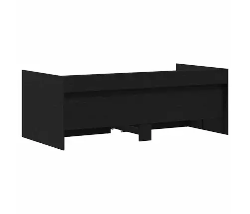 Melnā Dienas Gulta Ar Atvilktnēm Melnā Ozola Inženierijas Koks Vidaxl