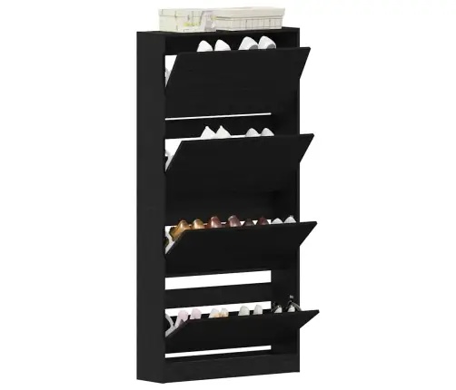 Apavu Skapis Melnais Ozols Inženierijas Koks 80 X 21 X 163.5 Cm Vidaxl