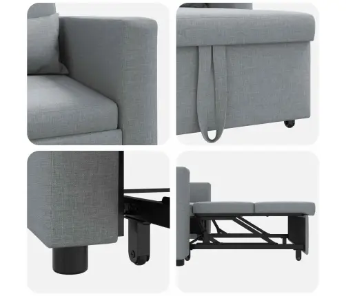 Lükandvoodi Ühele Inimesele Helehall 90 X 165 X 87 Cm Kangas