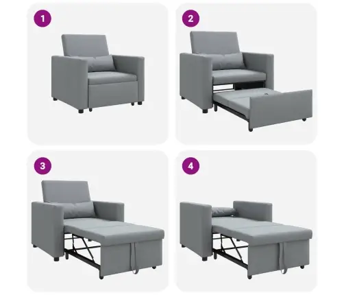 Lükandvoodi Ühele Inimesele Helehall 90 X 165 X 87 Cm Kangas